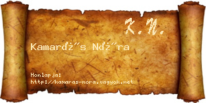 Kamarás Nóra névjegykártya