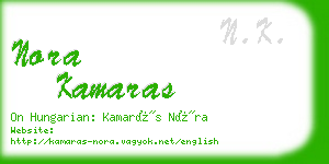 nora kamaras business card